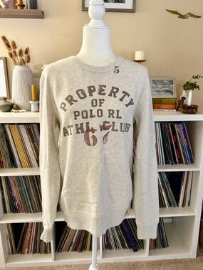 Men’s Size Medium Polo Ralph Lauren Light Gray Crewneck Graphic Sweatshirt
